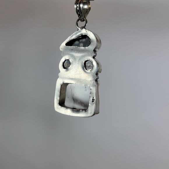 Handmade Silver Pendant With Fossil Coral, Pearl & Rare Petrified Wood Gemstones - Picture 7 of 10